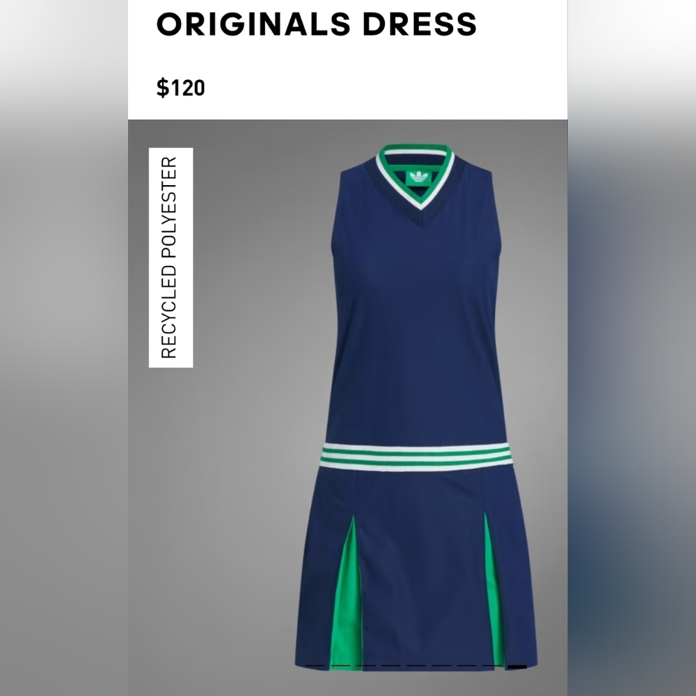 Adidas Originals Navy and Green Sleeveless Dress XL
